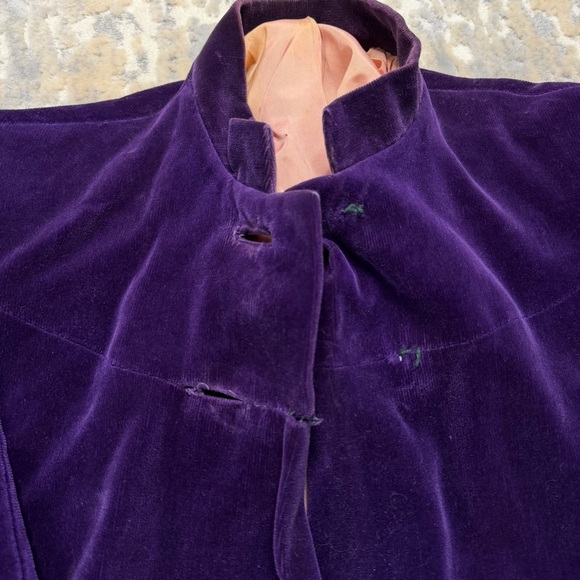 Vintage 1930s Opera Coat Purple Velvet Evening Wear XL - Picture 6 of 12